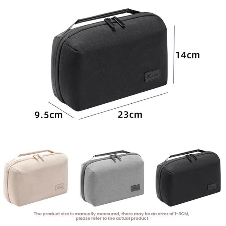 Bolsa de almacenamiento Rpet doble capa organizador de cables y auriculares Bluetooth (Gris)