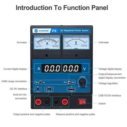 Alimentatore regolato Sunshine P3 5 V/8,4 V/15 V Riparazione di telefoni cellulari (Spina europea 220 V)