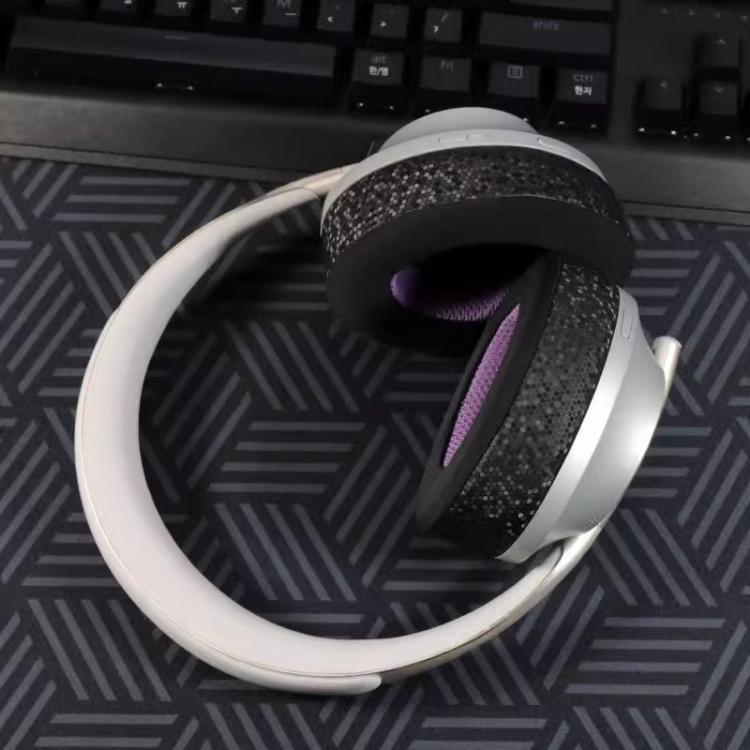 Almohadillas de Gel de Hielo para Auriculares Bose NC700 Funda Protectora Orejeras (Negro y Morado)