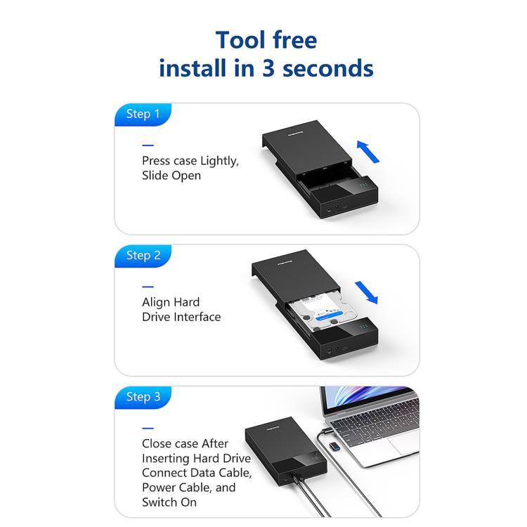 Caja de Disco Duro Portátil SATA 2,5/3,5 Pulgadas Blueendless Mr35Tc con USB 3.0 y Enchufe Tipo C de la UE