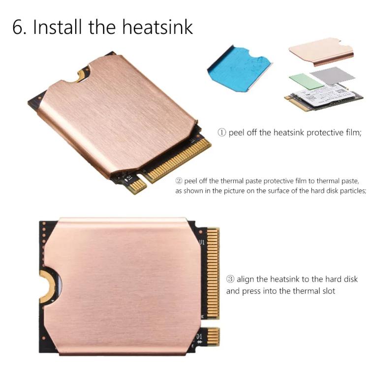 Copper Heat Sink SSD Steam Deck, Radiator Pad Nvme M.2 2230 (Set B)