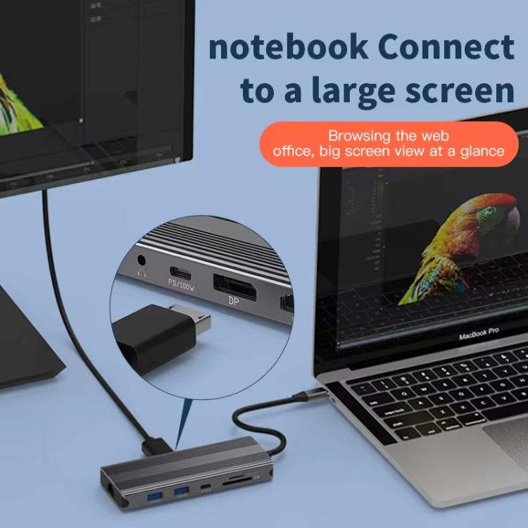 Estación de Acoplamiento Tipo C 10 en 1 Blueendless Red Gigabit HD con DP y HDMI Dual 8K