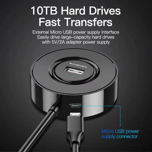 Concentrador de Expansión Mindpure US018 USB 2.0 4 Puertos para Ordenador 1 m (Negro)