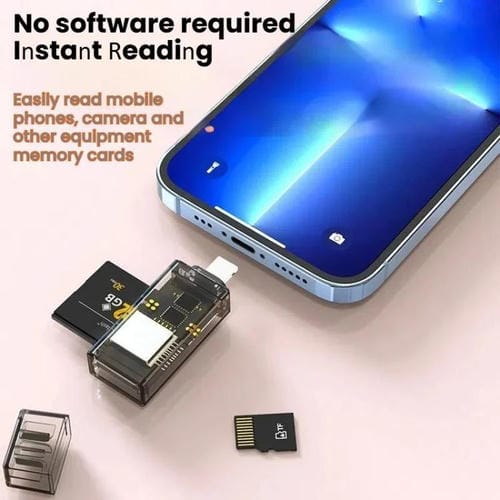 Adaptador OTG Lector de Tarjetas USB-C/Tipo-C a SD/TF Transparente para PC Portátil Teléfono Inteligente