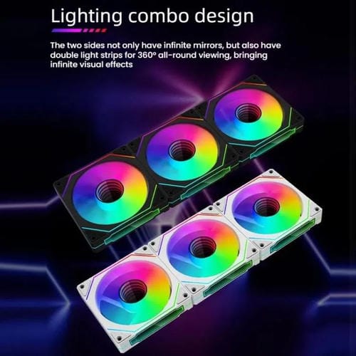 Ventilador Prism 4Rro para Caja de Ordenador, 12 cm, ARGB, Sincronización PWM, Silencioso (Marco Negro Invertido)