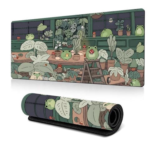 Alfombrilla de ratón con diseño rana base goma antideslizante 300x800x3 mm (Verde) modelo 1