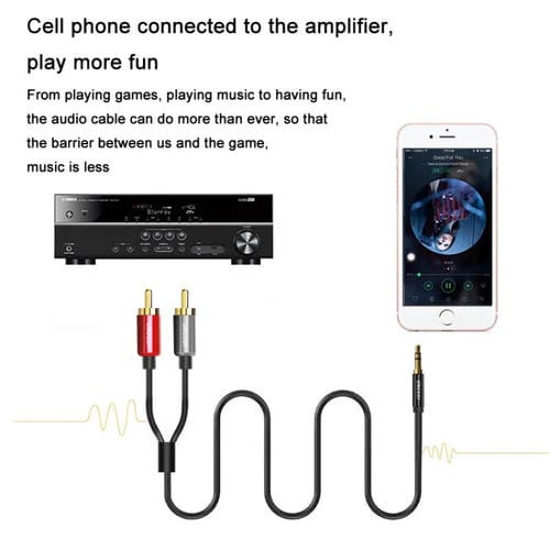 Cable de audio VEGGIEG 3,5 mm a 2 RCA para altavoces móvil y ordenador (8 m)