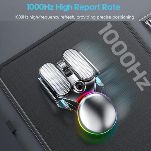 Ratón inalámbrico IMICE T800 para juegos con Bluetooth modo dual recargable iluminación RGB (Negro)