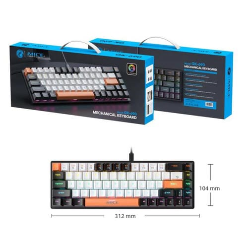 Teclado mecánico iMICE GK-690 con cable tipo C (Negro, Naranja y Blanco)