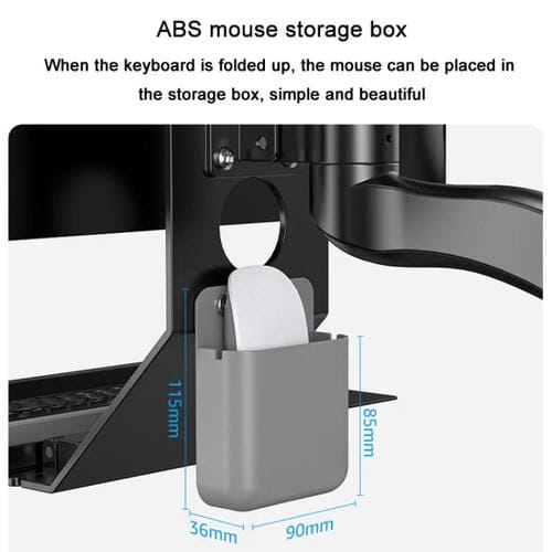 Soporte para monitor WKS-2 montaje en pared con bandeja para mouse y teclado (Negro)