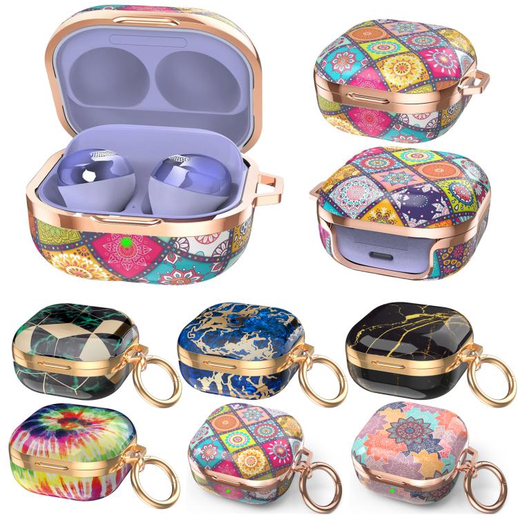 Funda protectora de TPU AhaStyle DD-WG01 para auriculares Samsung Galaxy Buds Pro / Live / 2 / 2 Pro / FE, diseño: mármol negro y dorado