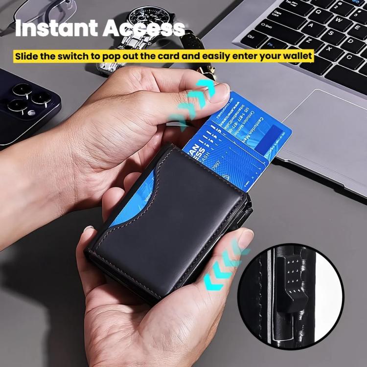 Tarjetero magnético emergente con bloqueo RFID de un solo clic para iPhones MagSafe (amarillo)