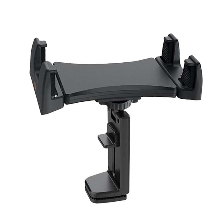 Soporte de viaje multifuncional para teléfono móvil, tableta y escritorio con clip fijo giratorio (negro)
