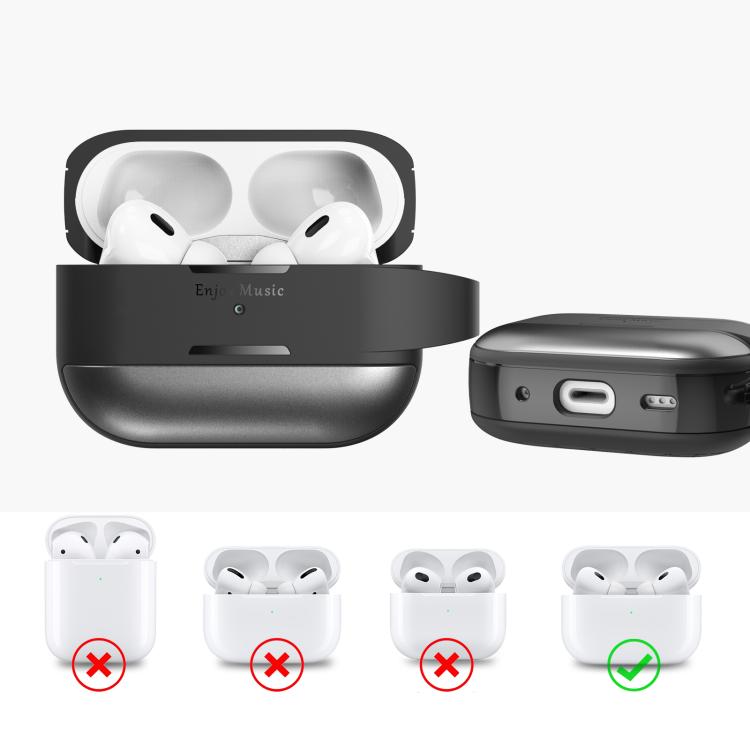 Funda protectora AhaStyle WG75-PRO2 de TPU y aleación de aluminio, resistente a arañazos y dividida, para AirPods Pro 2 (plateada)