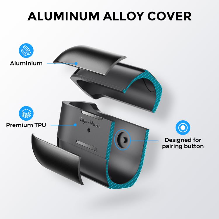 Funda protectora AhaStyle WG75-PRO2 de TPU y aleación de aluminio, resistente a arañazos y dividida, para AirPods Pro 2 (plateada)