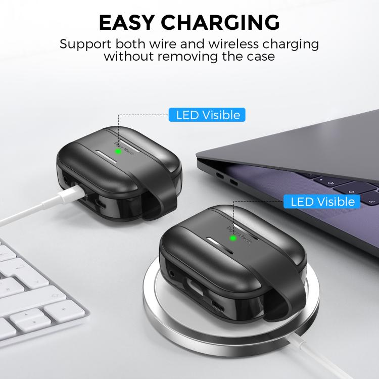 Funda protectora AhaStyle WG75-PRO2 de TPU y aleación de aluminio, resistente a arañazos y dividida, para AirPods Pro 2 (plateada)