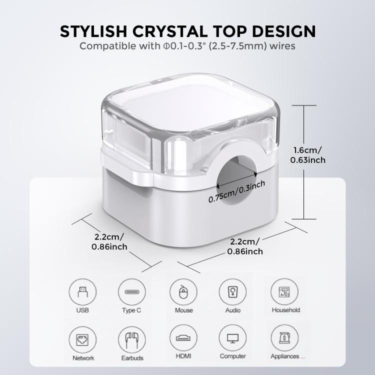 AhaStyle WG159 - Organizador de cables magnético de escritorio (6 unidades, clip de plástico, blanco)