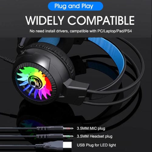 Auriculares iMICE HD-490 con cable 3,5 mm micrófono luz de colores para juegos y deportes electrónicos