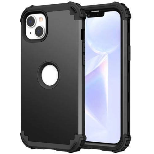 Para iPhone 15 3 En 1 Funda de Teléfono Híbrida de Silicona a Prueba de Golpes para PC (Negro) - MOVILSTORE