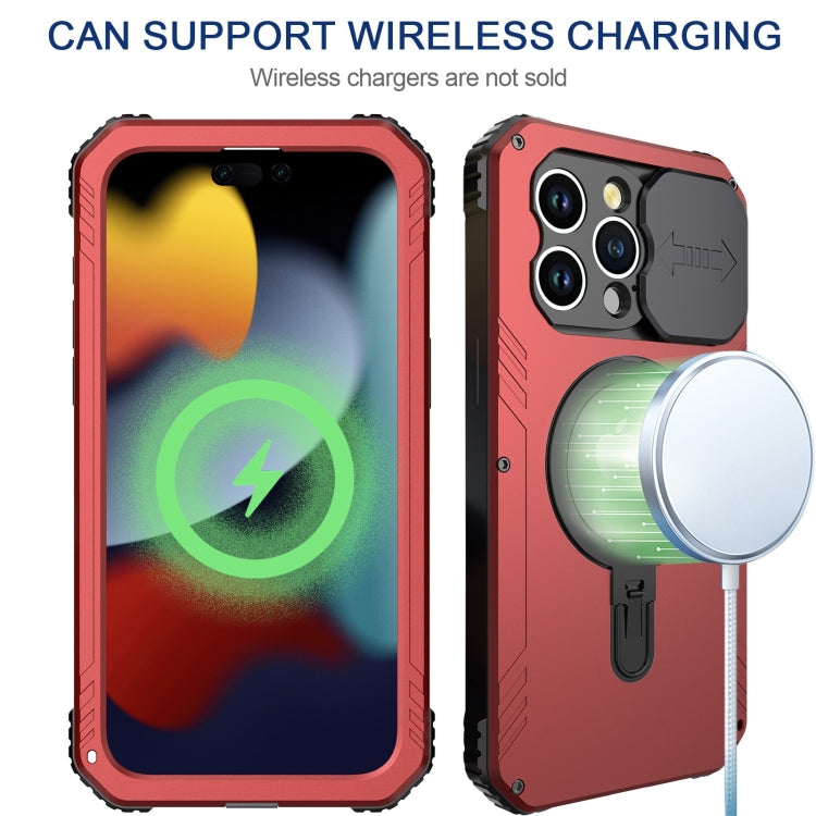 Para iPhone 15 Camera Shield Magsafe Holder Life Funda Impermeable para Teléfono (Rojo) - MOVILSTORE