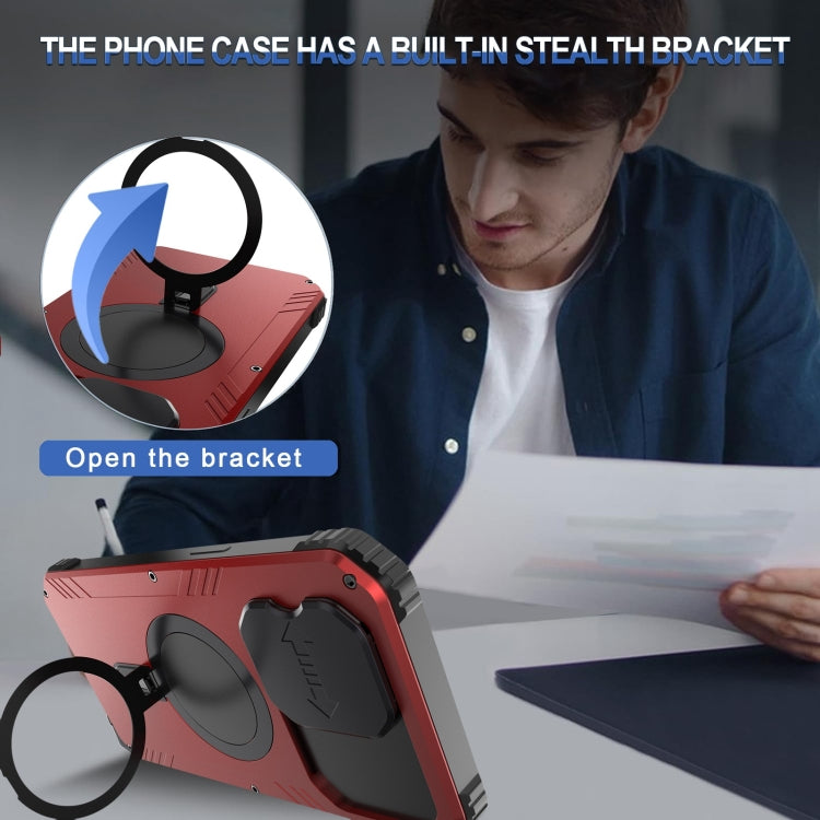 Para iPhone 15 Camera Shield Magsafe Holder Life Funda Impermeable para Teléfono (Rojo) - MOVILSTORE