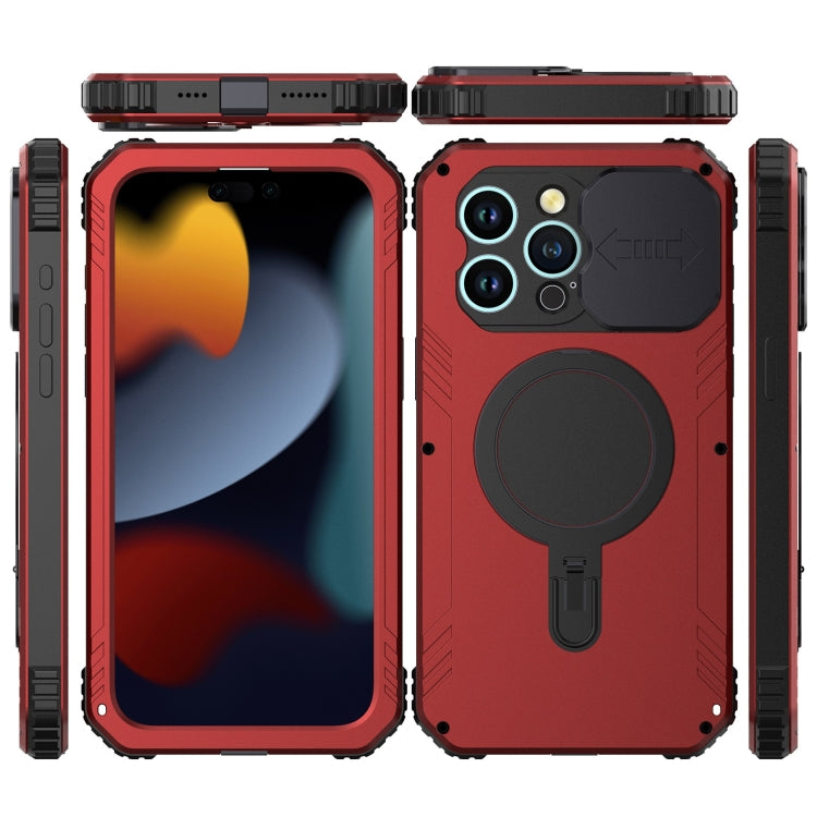 Para iPhone 15 Camera Shield Magsafe Holder Life Funda Impermeable para Teléfono (Rojo) - MOVILSTORE