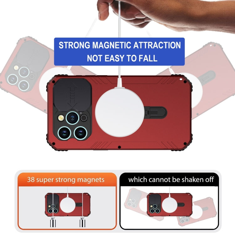 Para iPhone 15 Camera Shield Magsafe Holder Life Funda Impermeable para Teléfono (Rojo) - MOVILSTORE