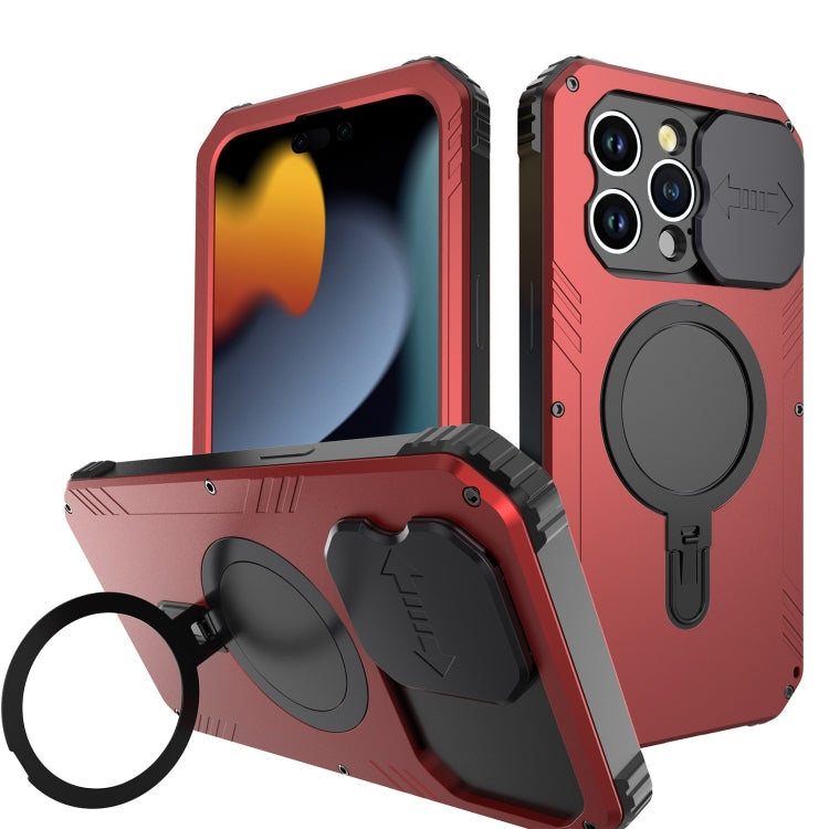 Para iPhone 15 Camera Shield Magsafe Holder Life Funda Impermeable para Teléfono (Rojo) - MOVILSTORE