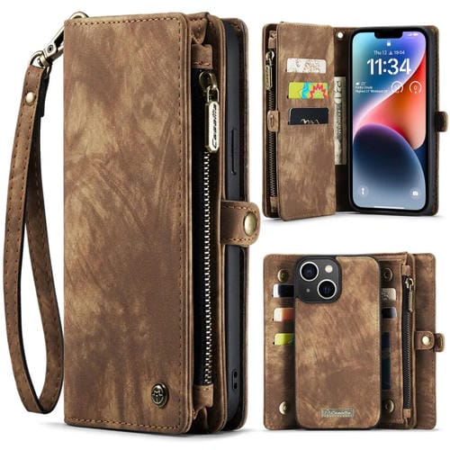Para iPhone 15 Caseme 008 Funda de Cuero Multifuncional Desmontable para Teléfono (Marrón) - MOVILSTORE