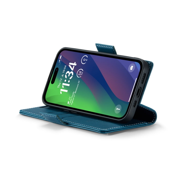 Para iPhone 15 Caseme 023 Funda para Teléfono de Cuero Antirrobo con Textura Litchi y Hebilla de Mariposa Rfid (Azul) - MOVILSTORE