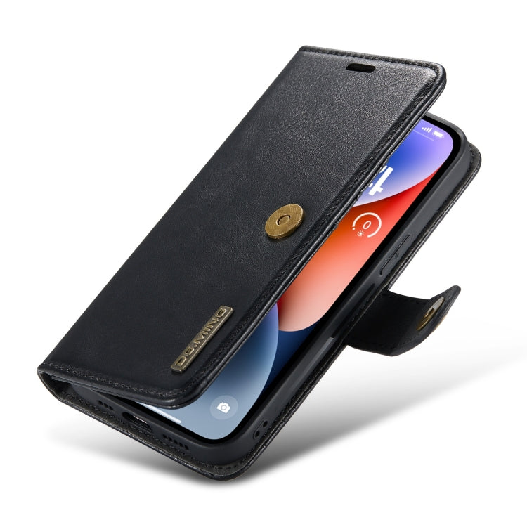 Para iPhone 15 Dg.Ming Funda para Teléfono de Cuero Magnético Desmontable con Textura Crazy Horse (Negro) - MOVILSTORE