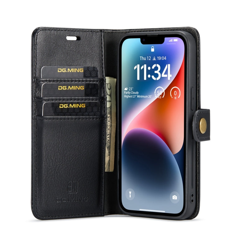 Para iPhone 15 Dg.Ming Funda para Teléfono de Cuero Magnético Desmontable con Textura Crazy Horse (Negro) - MOVILSTORE