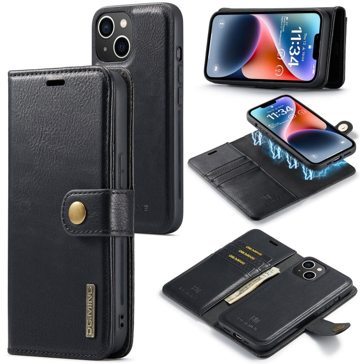 Para iPhone 15 Dg.Ming Funda para Teléfono de Cuero Magnético Desmontable con Textura Crazy Horse (Negro) - MOVILSTORE