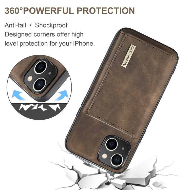 Para iPhone 15 Dg.Ming M1 Series Funda de Cuero para Teléfono con Billetera Múltiple de 3 Pliegues (Café) - MOVILSTORE