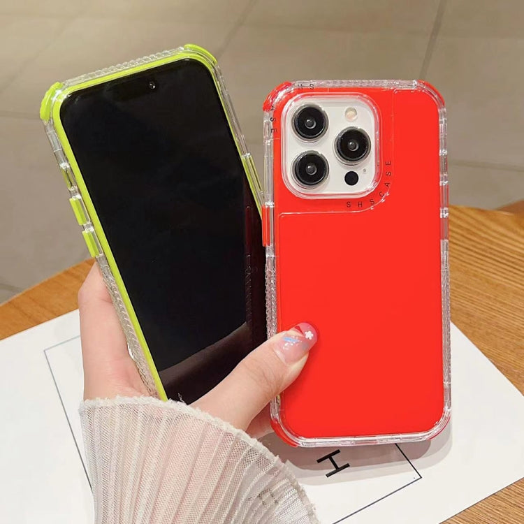 Para iPhone 15 Dreamland 3 En 1 Estuche para Teléfono PC + TPU con Marco Transparente de Color Sólido (Rojo Rosa) - MOVILSTORE
