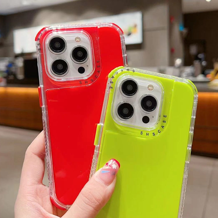 Para iPhone 15 Dreamland 3 En 1 Estuche para Teléfono PC + TPU con Marco Transparente de Color Sólido (Rojo Rosa) - MOVILSTORE