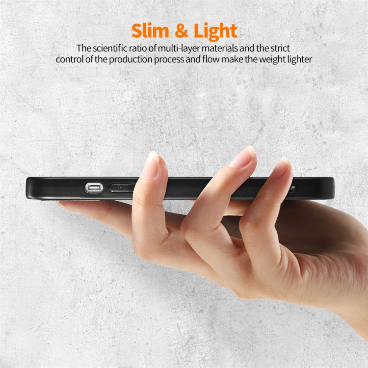 Para iPhone 15 Enkay Funda para Teléfono con Piel de Cuero y Fibra para PC con Película de Vidrio con Alto Contenido de Aluminio y Silicio (Marrón) - MOVILSTORE