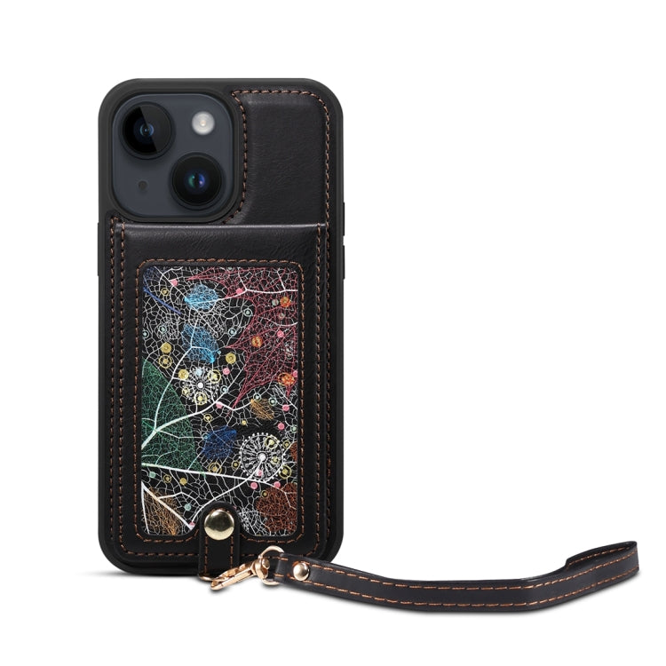 Para iPhone 15 Eseble Star Series Funda para Teléfono con Ranura para Tarjeta y Soporte para Cordón (Negro) - MOVILSTORE