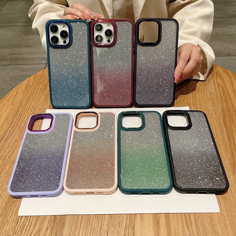 Para iPhone 15 Estuche de Acrílico para Teléfono con Galvanoplastia con Brillo Degradado (Azul) - MOVILSTORE