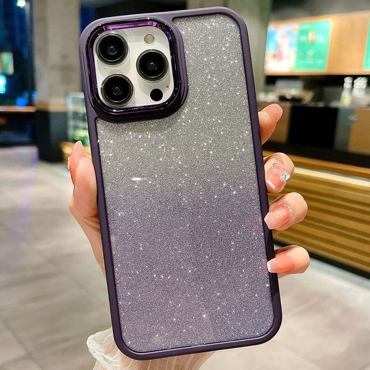 Para iPhone 15 Estuche de Acrílico para Teléfono con Galvanoplastia con Brillo Degradado (Púrpura Oscuro) - MOVILSTORE