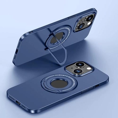 Para iPhone 15 Estuche Magnético para Teléfono Magsafe Mate con Soporte para Carrito (Azul Oscuro) - MOVILSTORE