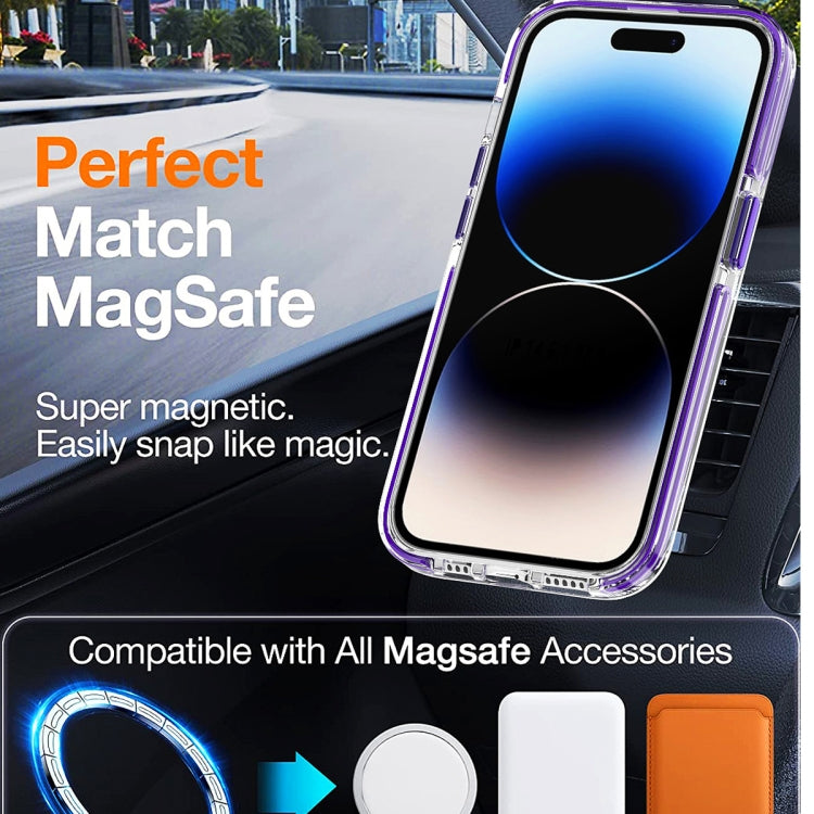 Para iPhone 15 Estuche para Teléfono a Prueba de Golpes para PC Transparente Híbrido Magsafe TPU de Doble Color (Blanco) - MOVILSTORE