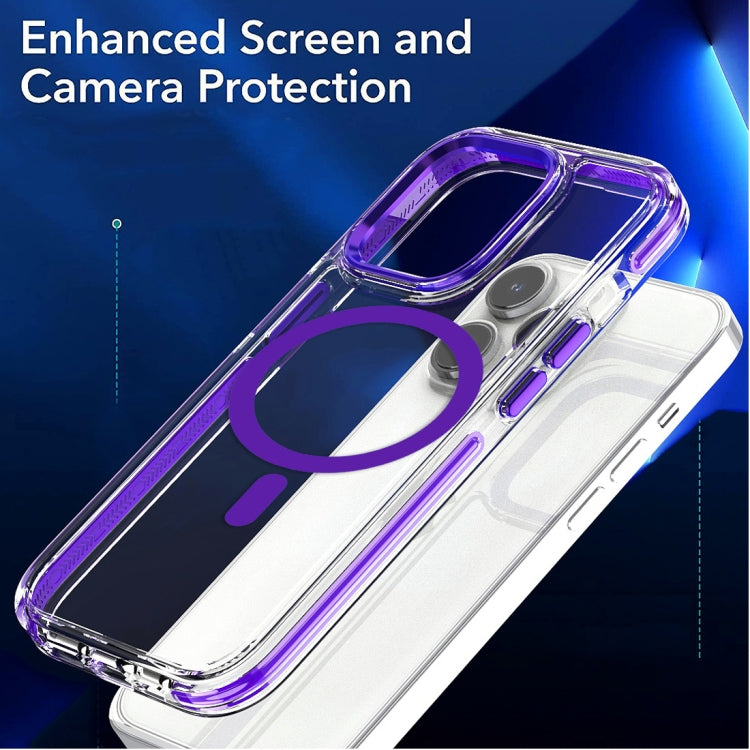 Para iPhone 15 Estuche para Teléfono a Prueba de Golpes para PC Transparente Híbrido Magsafe TPU de Doble Color (Blanco) - MOVILSTORE
