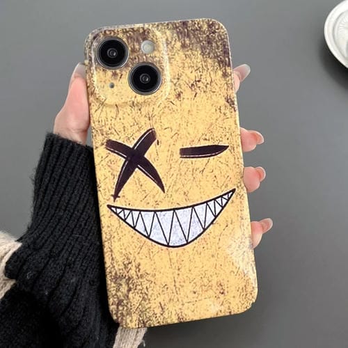 Para iPhone 15 Estuche para Teléfono con Orificio Preciso para PC con Patrón Pintado (Fondo Amarillo Sonriente) - MOVILSTORE