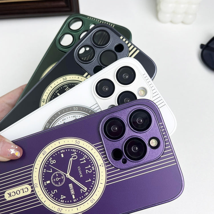 Para iPhone 15 Estuche para Teléfono con Protección de Lente Magnética con Patrón de Reloj (Verde) - MOVILSTORE