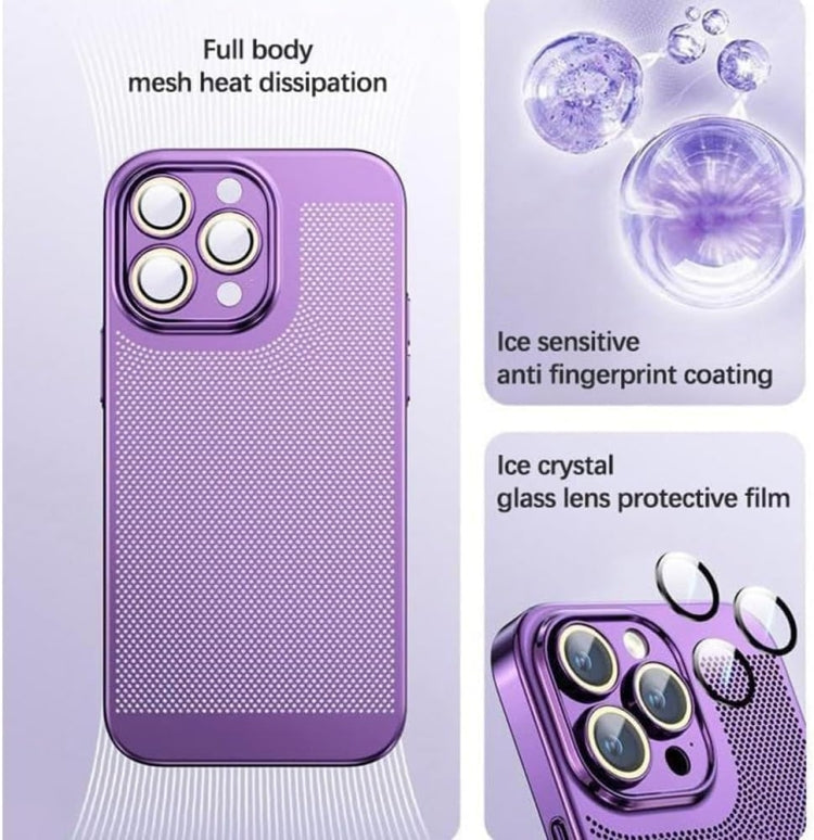 Para iPhone 15 Estuche para Teléfono con Refrigeración de Malla Fina (Dorado) - MOVILSTORE