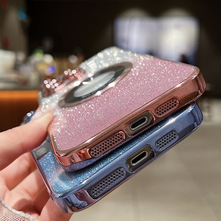 Para iPhone 15 Estuche para Teléfono de TPU con Galvanoplastia con Brillo Degradado Magsafe (Púrpura) - MOVILSTORE