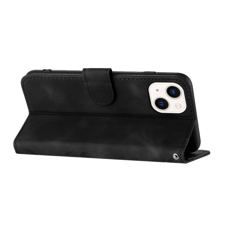 Para iPhone 15 Funda de Cuero con Sensación de Piel y Patrón de Líneas (Negro) - MOVILSTORE