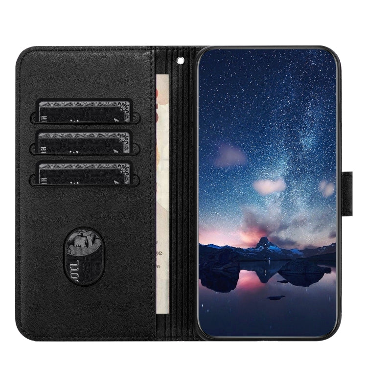 Para iPhone 15 Funda de Cuero con Textura Rómbica y Cordón (Negro) - MOVILSTORE