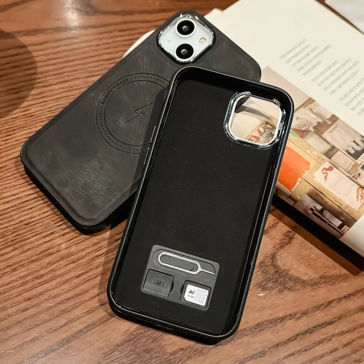 Para iPhone 15 Funda de Cuero Lateral Magsafe para Teléfono (Púrpura Oscuro) - MOVILSTORE